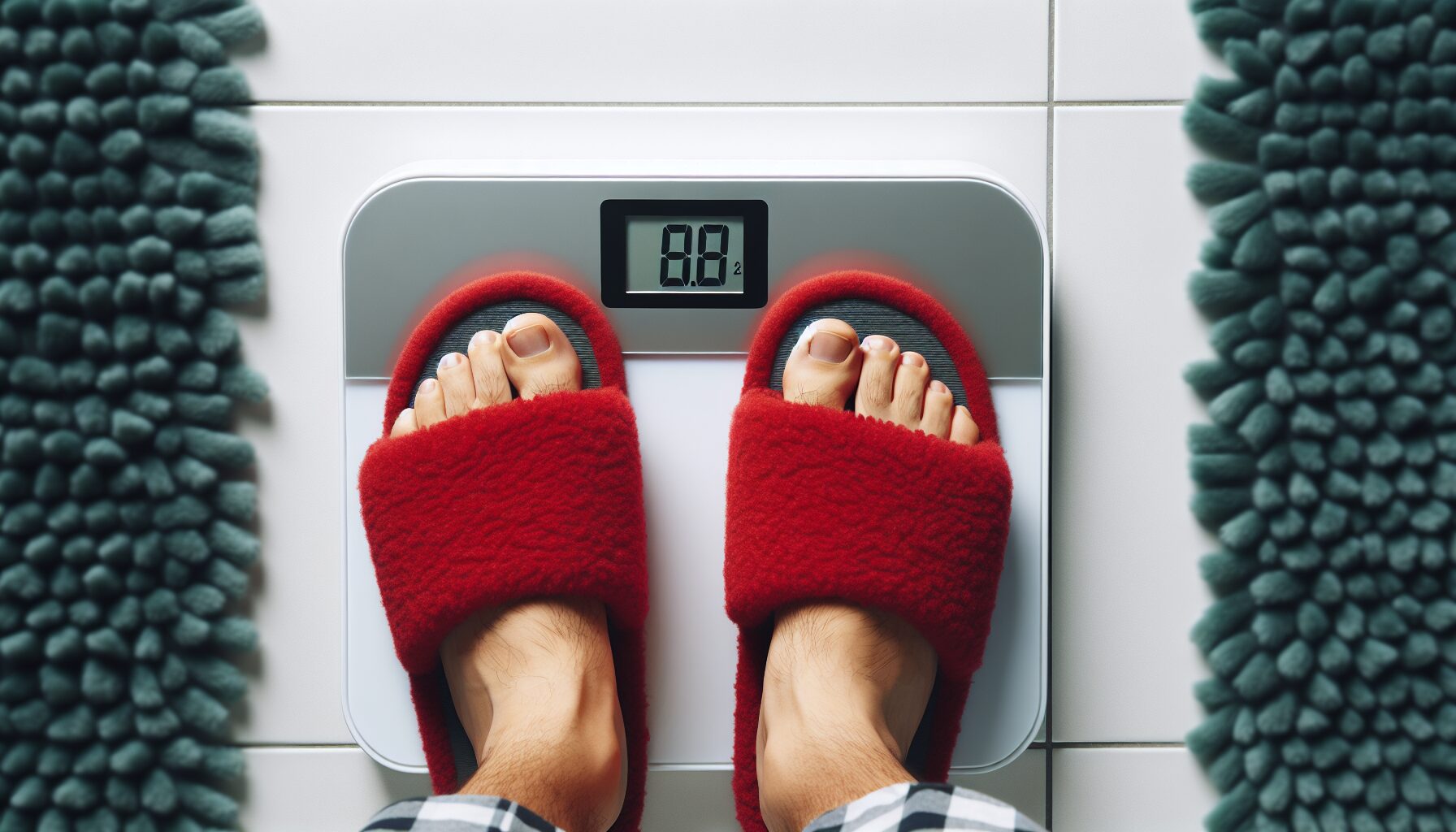 feet standing on a weighing scale